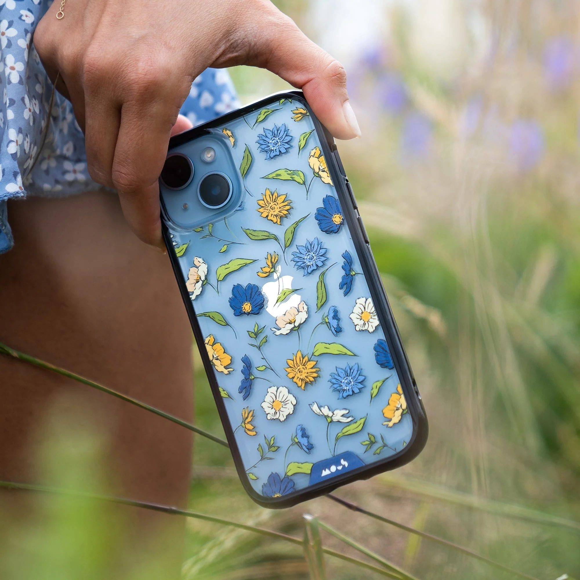 Floral Blue Protective Phone Case - Flowers - Image 3